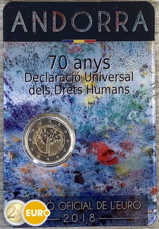 2 euros Andorre 2018 - 70 ans Droits de l'Homme BU FDC Coincard
