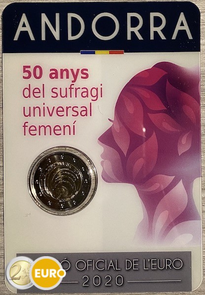 2 euro Andorra 2020 - 50 jaar vrouwenkiesrecht BU FDC Coincard
