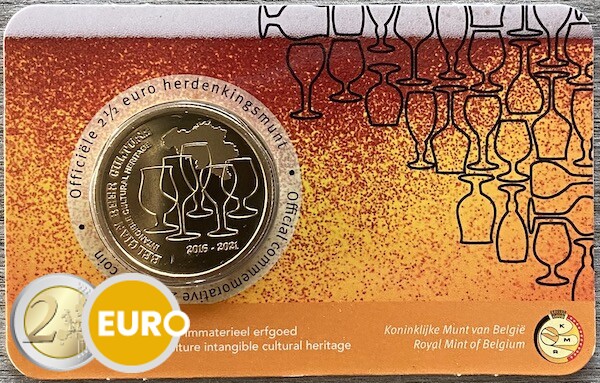 2,50 euro Belgium 2021 - Beer culture 5 years heritage BU FDC Coincard NL