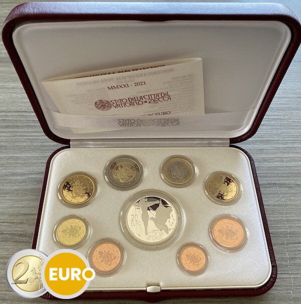 Euro set BE Proof Vaticaan 2021 + 20 euro zilver