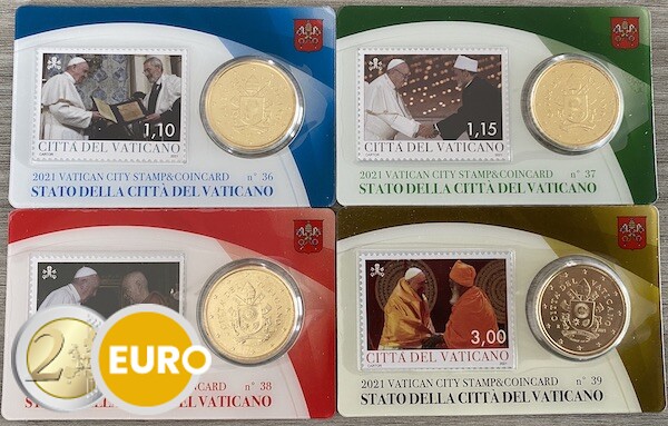 50 cent and stamp coincard Vatican 2021 - nr 36 + 37 + 38 + 39