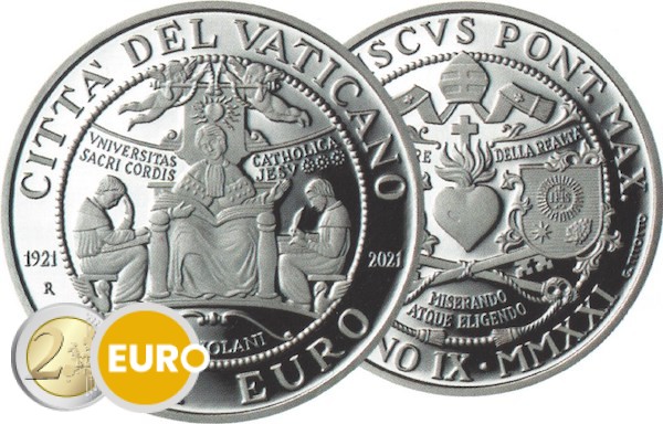 10 euro Vaticaan 2021 - Universiteit Heilig Hart BE Proof Zilver