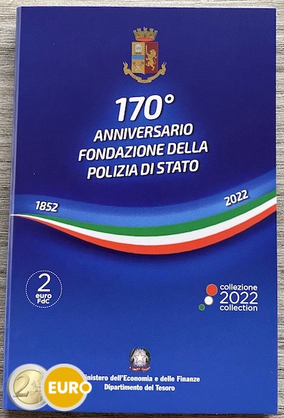 2 euro Italy 2022 - 170 years of state police BU FDC Coincard