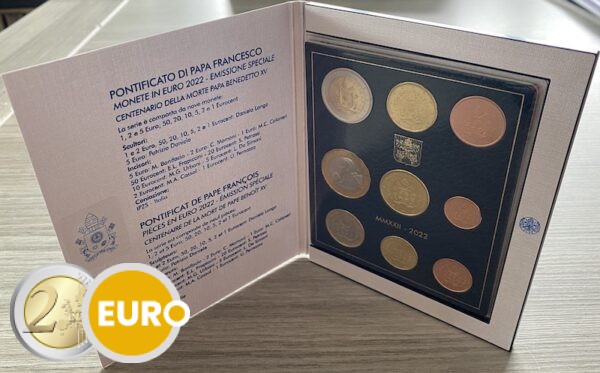 Euro set BU FDC Vaticaan 2022 + 5 euro Benedictus XV