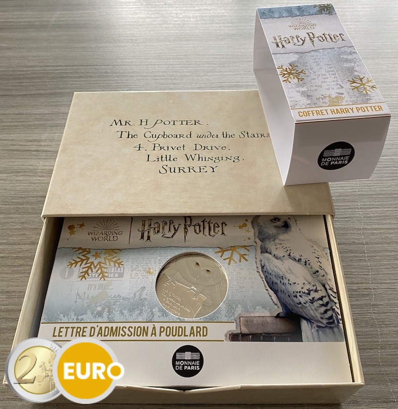 5 x 10 euro Frankrijk 2022 - Harry Potter UNC in blister + 50 euro zilver toelatingsbrief + Koffer