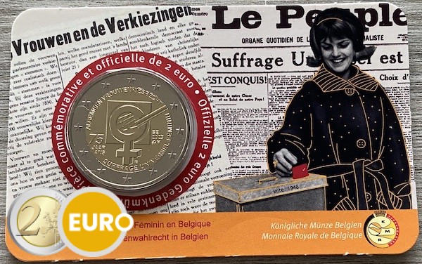 2 euro Belgie 2023 - 75 jaar vrouwenkiesrecht BU FDC Coincard FR