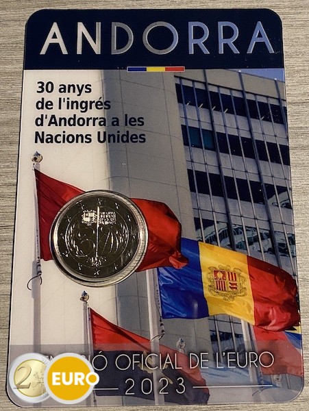 2 euros Andorre 2023 - Adhésion ONU BU FDC Coincard