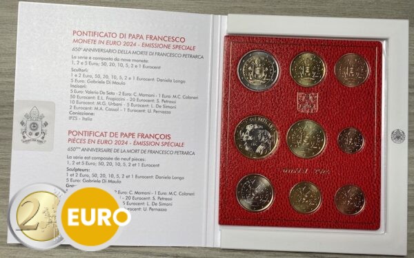 Euro set BU FDC Vatican 2024 + 5 euro Francesco Petrarch