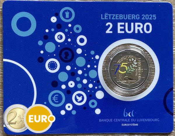 2 euros Luxembourg 2025 - 75 ans déclaration Schuman BU FDC Coincard poinçon KNM colorisé