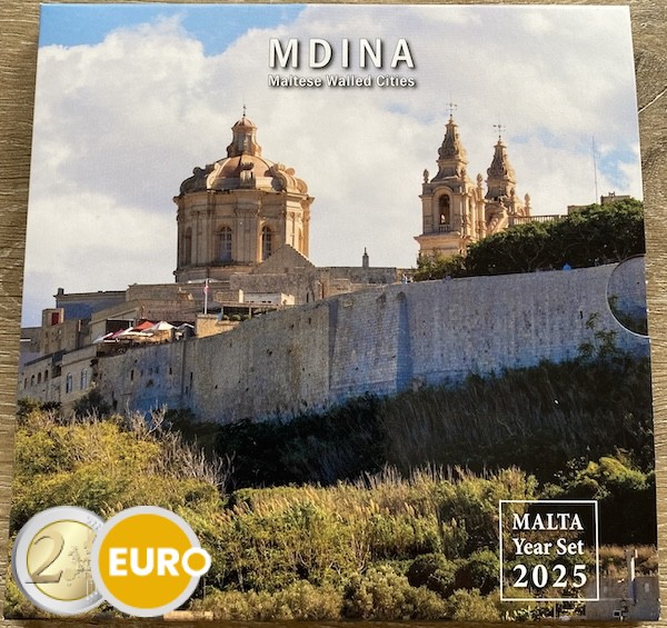 Série euro BU FDC Malte 2025 + 2 euros Villes fortifiées Mdina