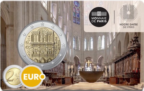 2 euro Frankrijk 2025 - Notre Dame van Parijs BU FDC Coincard