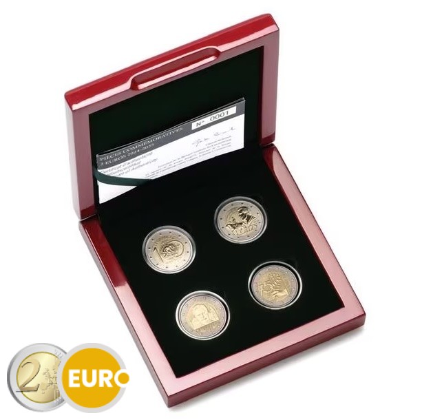 4 x 2 euro BE Reverse Proof Luxemburg 2024 en 2025 KNM muntteken