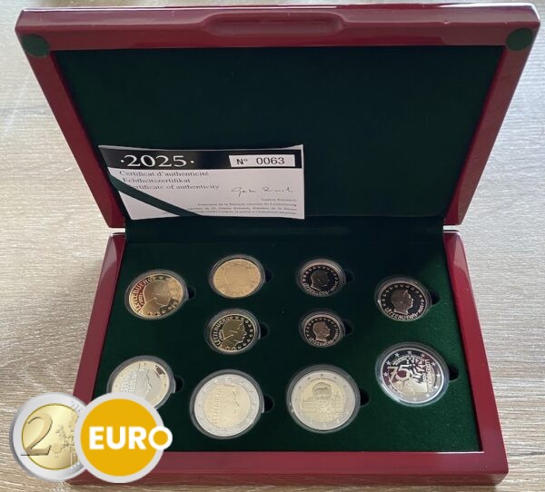 Euro set BE Proof Luxemburg 2025 + 2 x 2 euro Schumanverklaring troonsbestijging Henri D muntteken