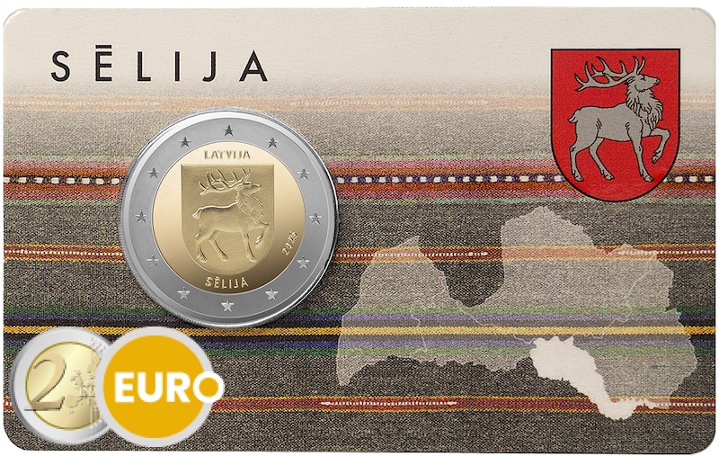 2 euro Letland 2025 - Wapenschild van Sēlija BU FDC Coincard