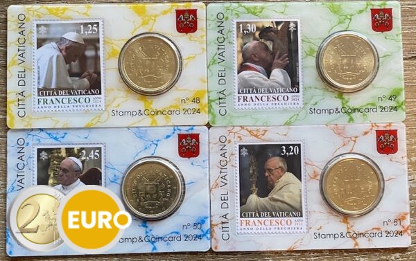 50 cent and stamp coincard Vatican 2024 - nr 48 + 49 + 50 + 51
