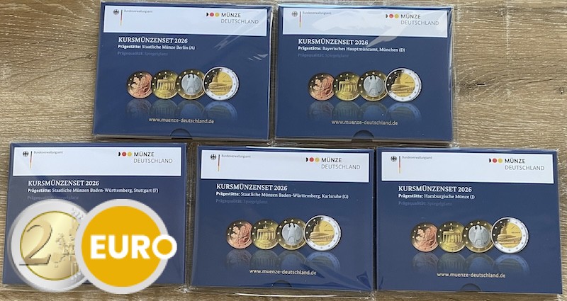 Euro set BE Proof Germany 2026 - ADFGJ + 2 euro Bremen