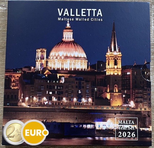 Euro set BU FDC Malta 2026 + 2 euro Ommuurde steden Valletta