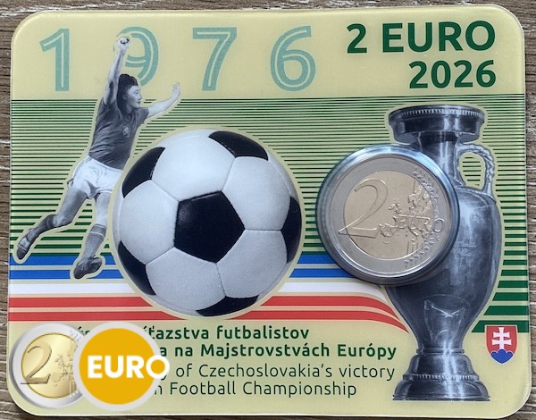 2 euro Slovakia 2026 - European Championship Football victory 1976 BU FDC Coincard