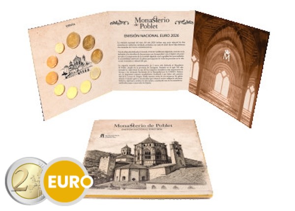 Euro set BU FDC Spain 2026 + 2 x 2 euro - Poblet