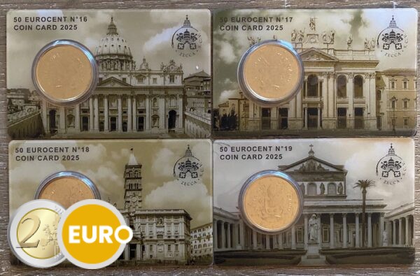 0,50 euro Vaticaan 2025 coincard nr 16 + 17 + 18 + 19 Romeinse pauselijke basilieken