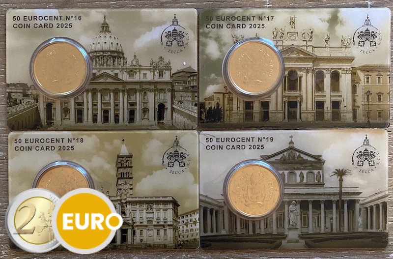 0,50 euro Vaticaan 2025 coincard nr 16 + 17 + 18 + 19 Romeinse pauselijke basilieken