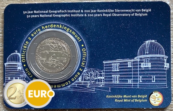 2 euro België 2026 - Nationaal Geografisch Instituut en Koninklijke Sterrenwacht BU FDC Coincard NL