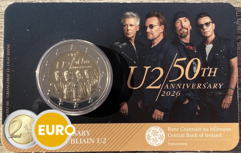 2 euro Ierland 2026 - 50 jaar U2 BU FDC Coincard